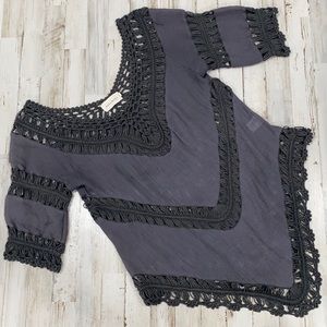 Dreamers Gray Crochet Swim Beach Cover up size Medium